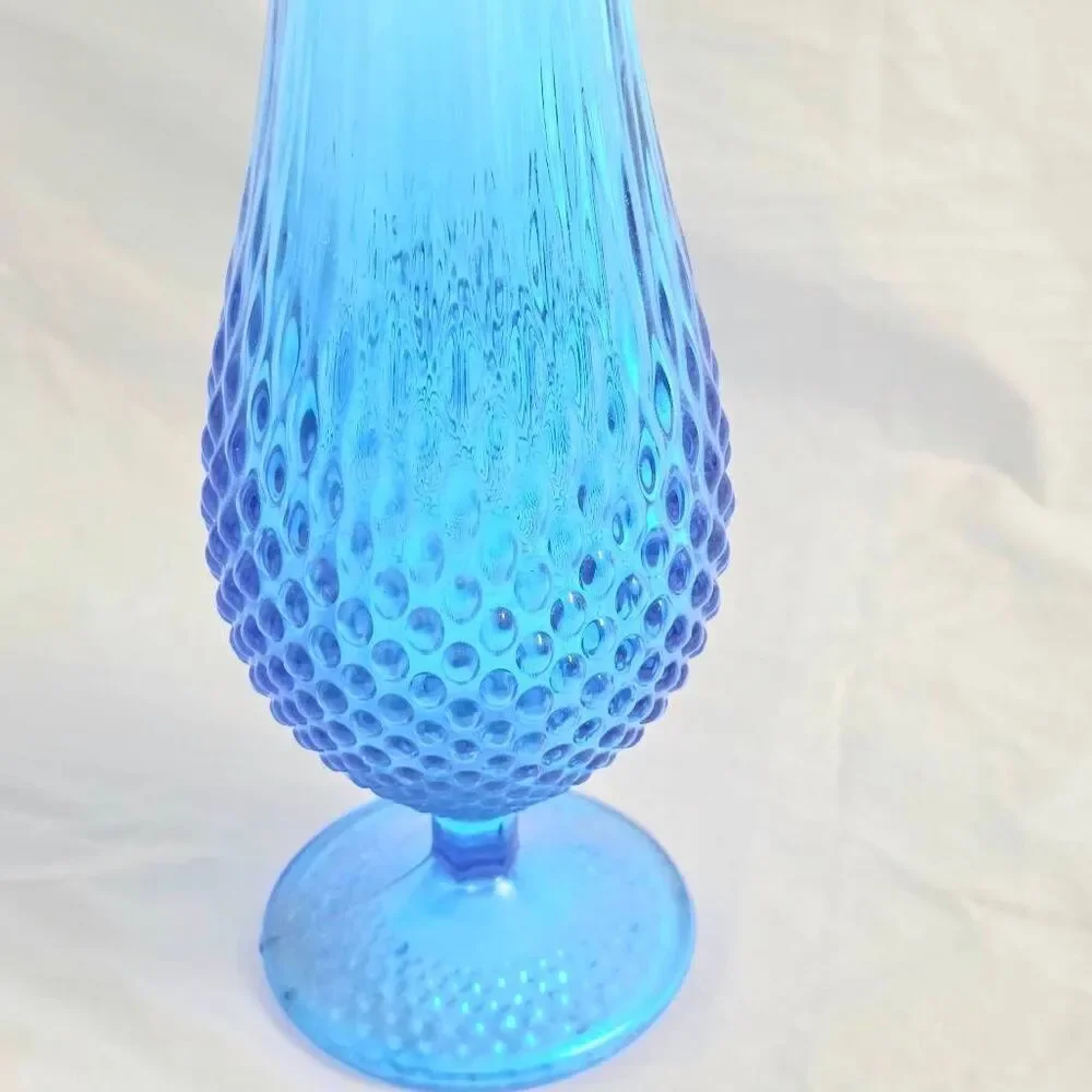 Vintage Fenton Blue Tall Swung Glass Vase